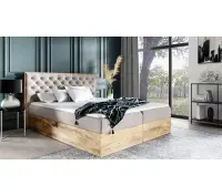 PRATO K12 łóżko kontynentalne 180x200  z pojemnikiem, drewniana skrzynia, pik chesterfield